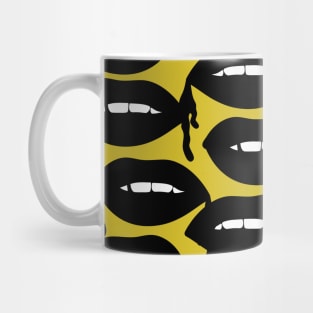 Bloody Lips Pattern in Yellow Mug